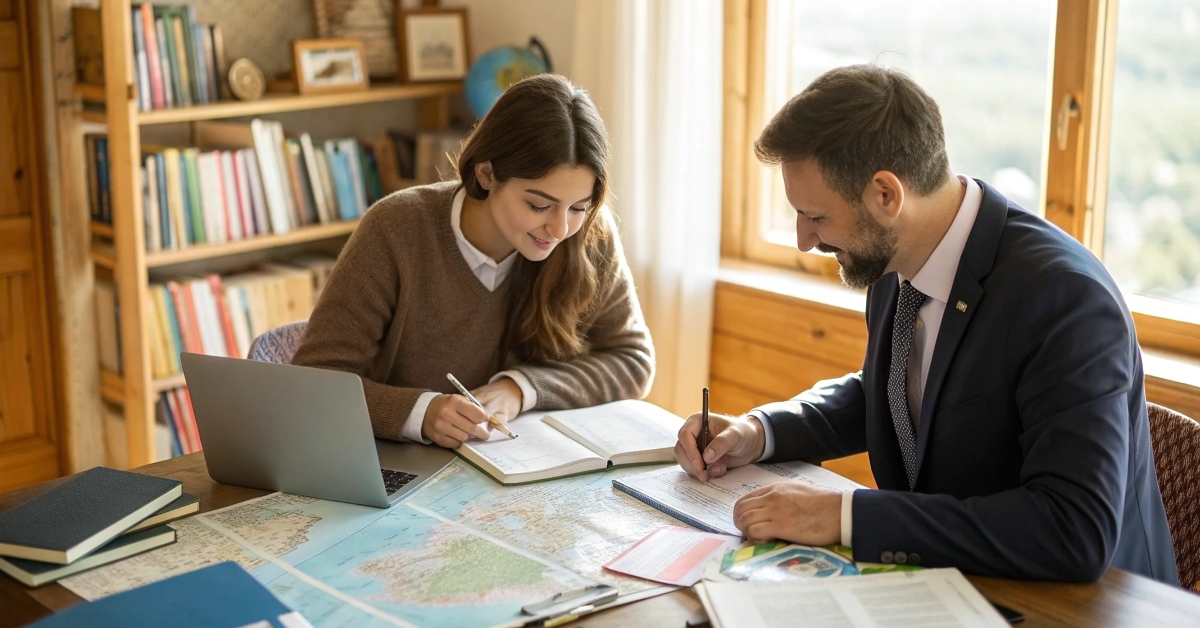 Study abroad consultant in Kochi assists a student with applications and planning for international education.